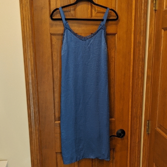 Bobeau Blue Mini lined Slip Dress with Spaghetti Straps - Picture 1 of 12